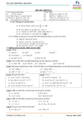 Bài tập ôn tập Chương I môn Đại số Lớp 8 - Năm học 2019-2020